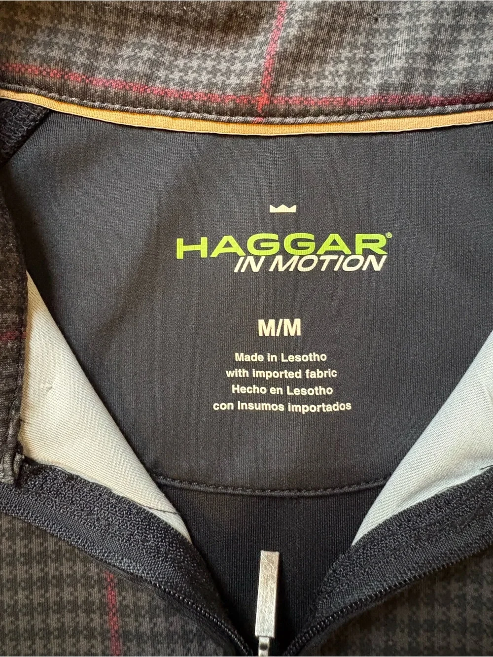 Haggar Plaid Quarter-Zip Shirt Jacket with Red Windowpane